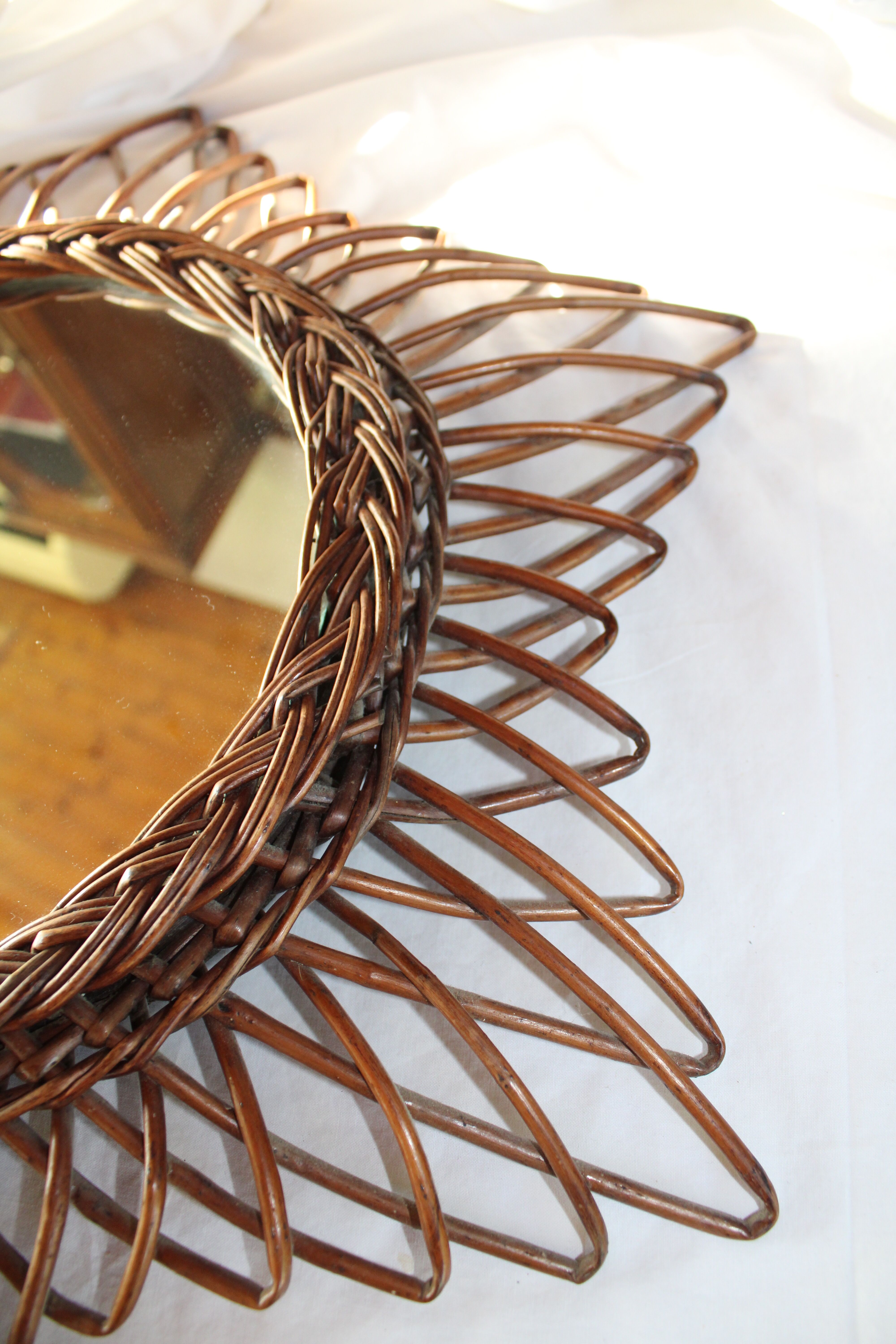 Vintage rattan mirror 56x56cm
