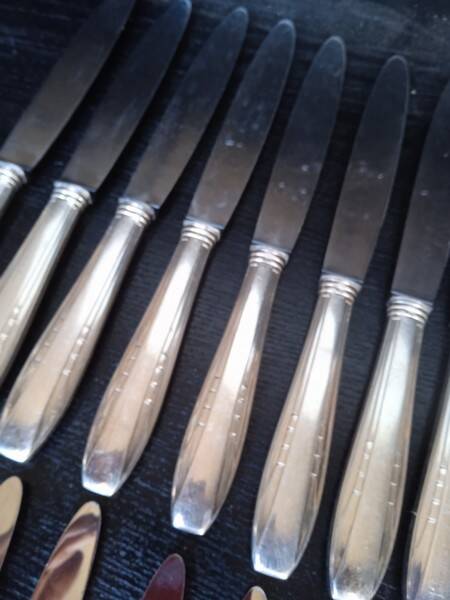 12 + 12 silver metal knives art deco period