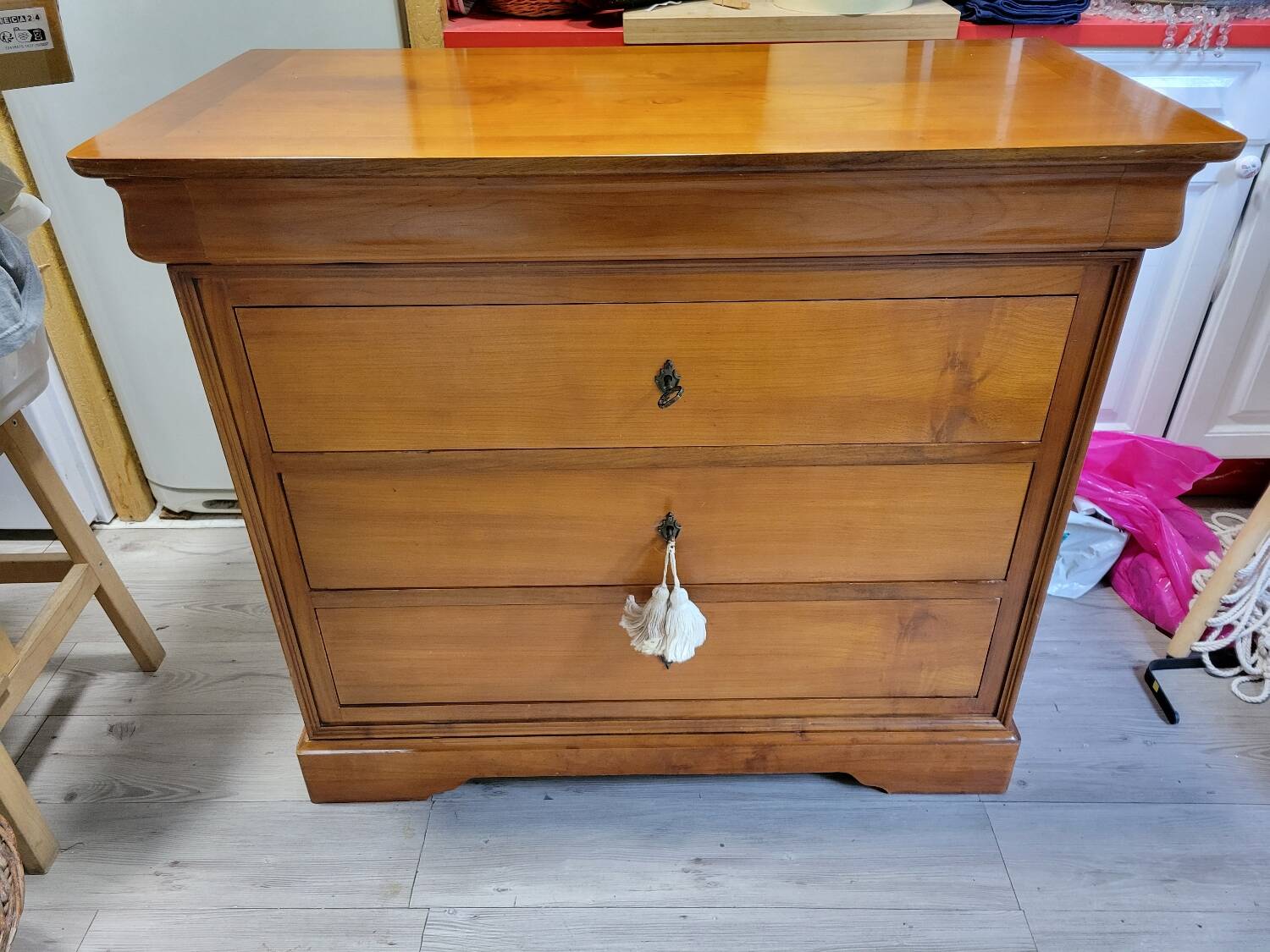 Louis Philippe cherry chest of drawers with lock