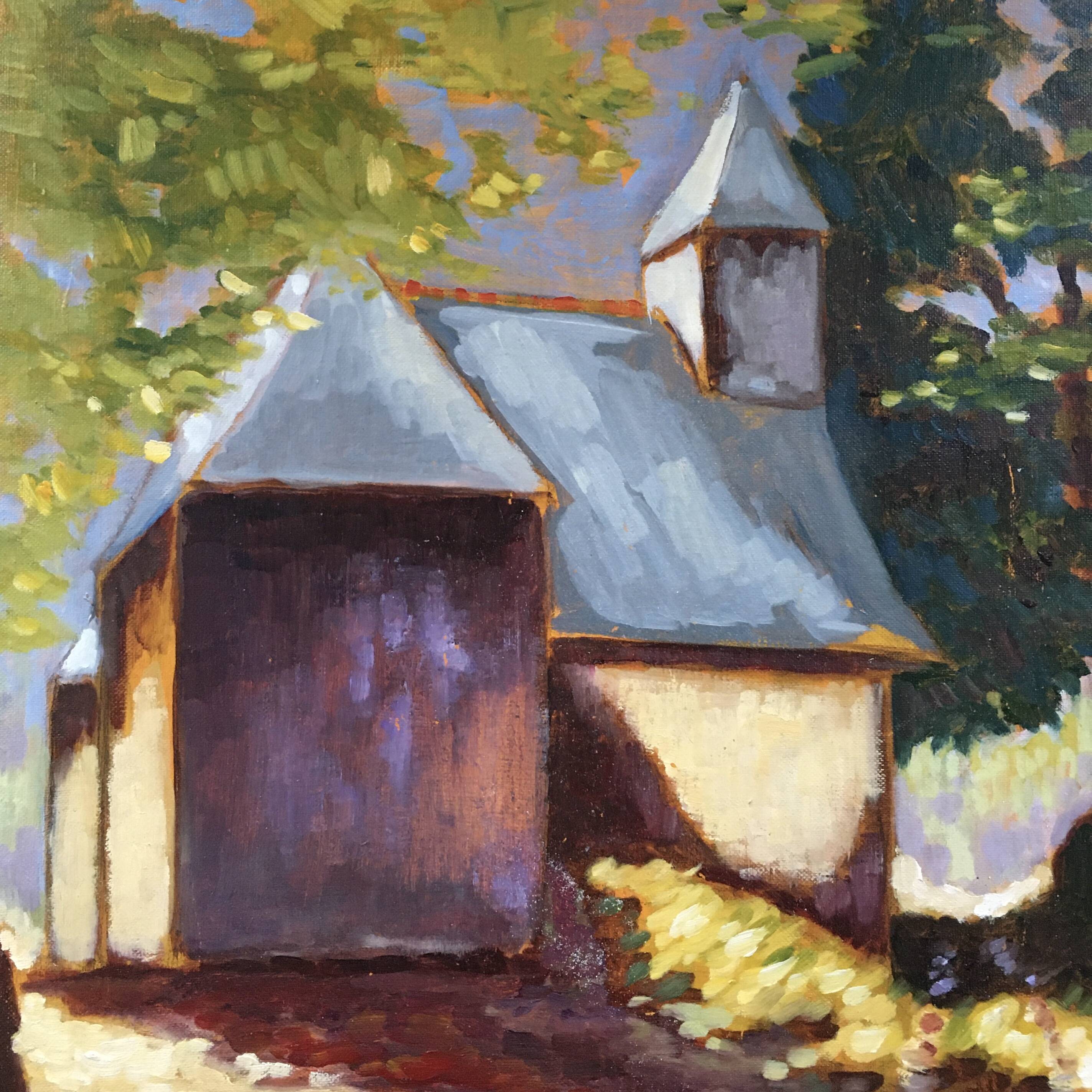 Tableau chapelle bretonne fauve