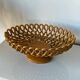 Basket, vintage ceramic fruit bowl with woven openwork on a stand, Maison Pichon style.