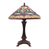 Tiffany style stained Glass Dragonfly Table lamp 1980s