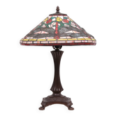 Lampe de table libellule en vitrail style Tiffany 1980