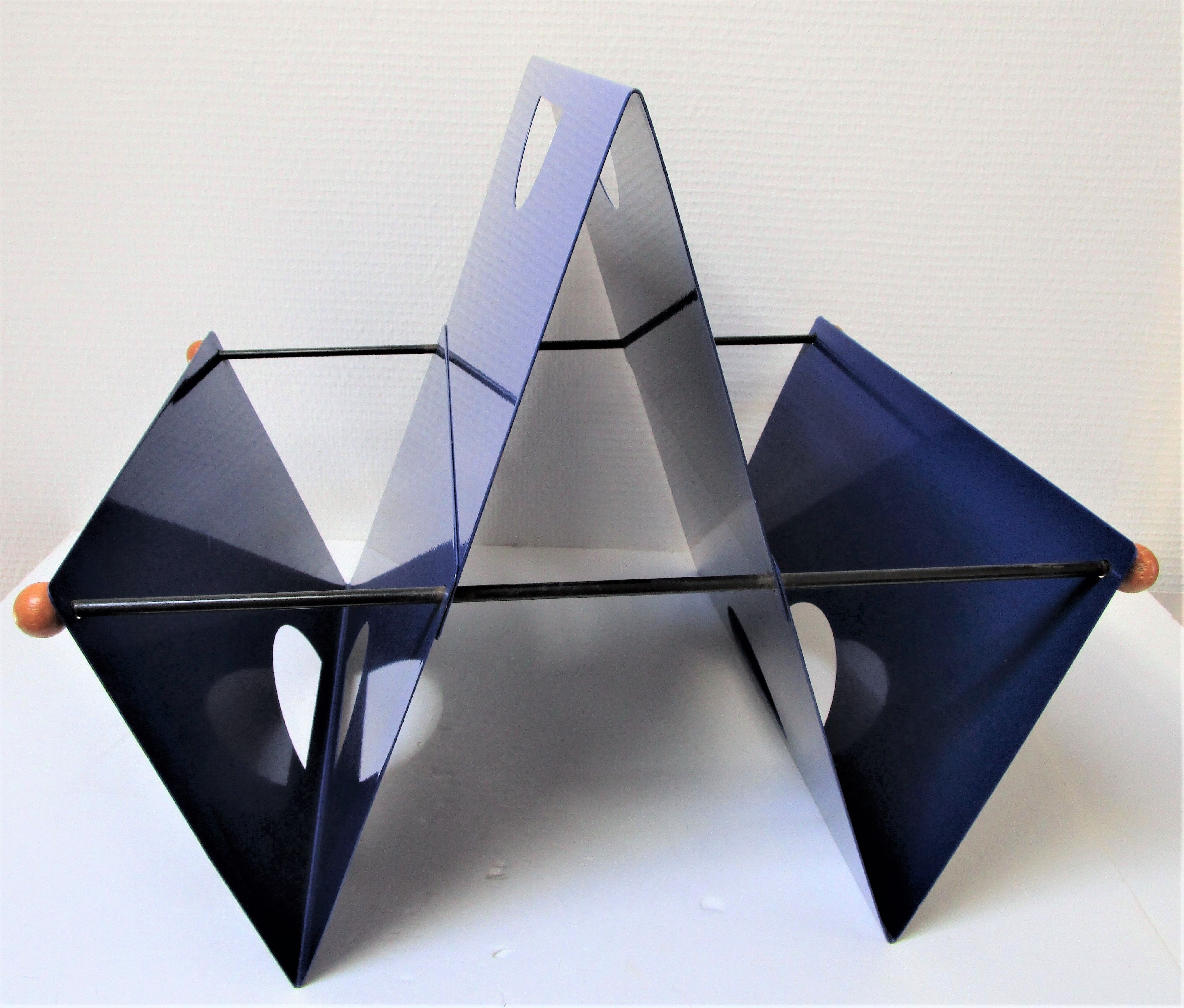 Blue metal magazine holders design 80s