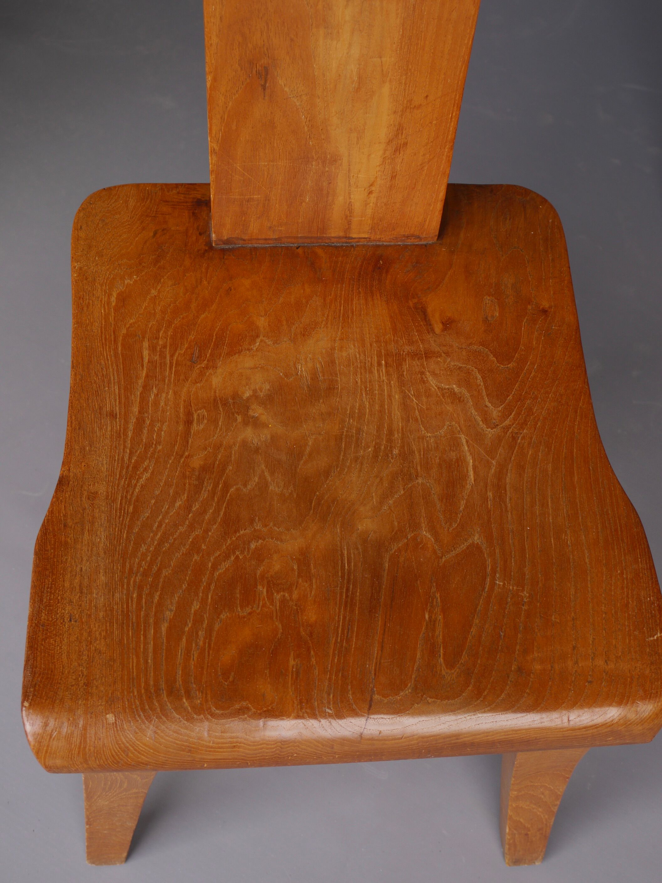 Brutalist elm wood dining chairs 1970s