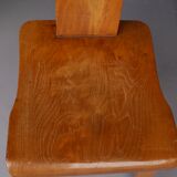Brutalist elm wood dining chairs 1970s
