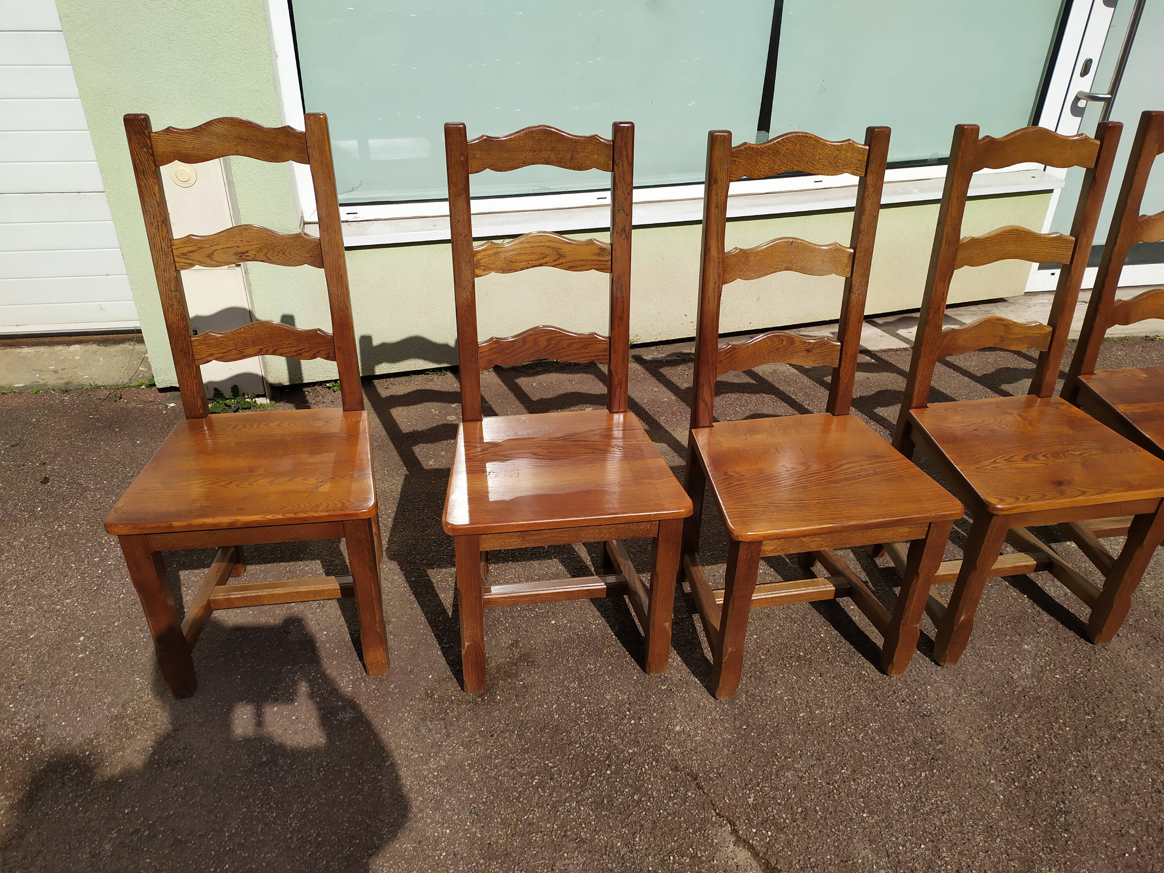 Set of 6 solid oak wood chairs - ferme compagne montage