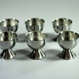 6 stainless steel egg cups - Vintage