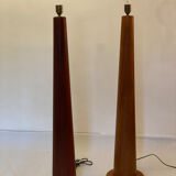 Pair of Bespoke Massive Teak Floor Lamps
