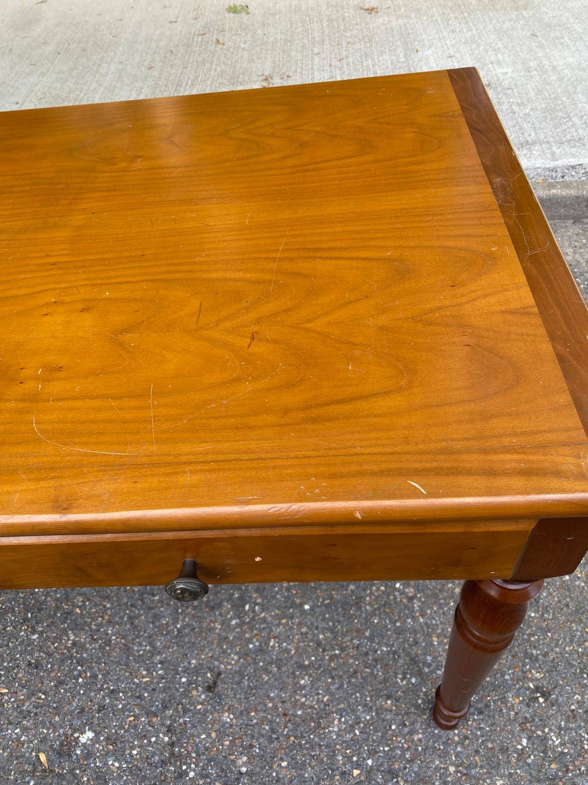 Vintage solid wood desk with removable secretary in colonial style from the 1960s.