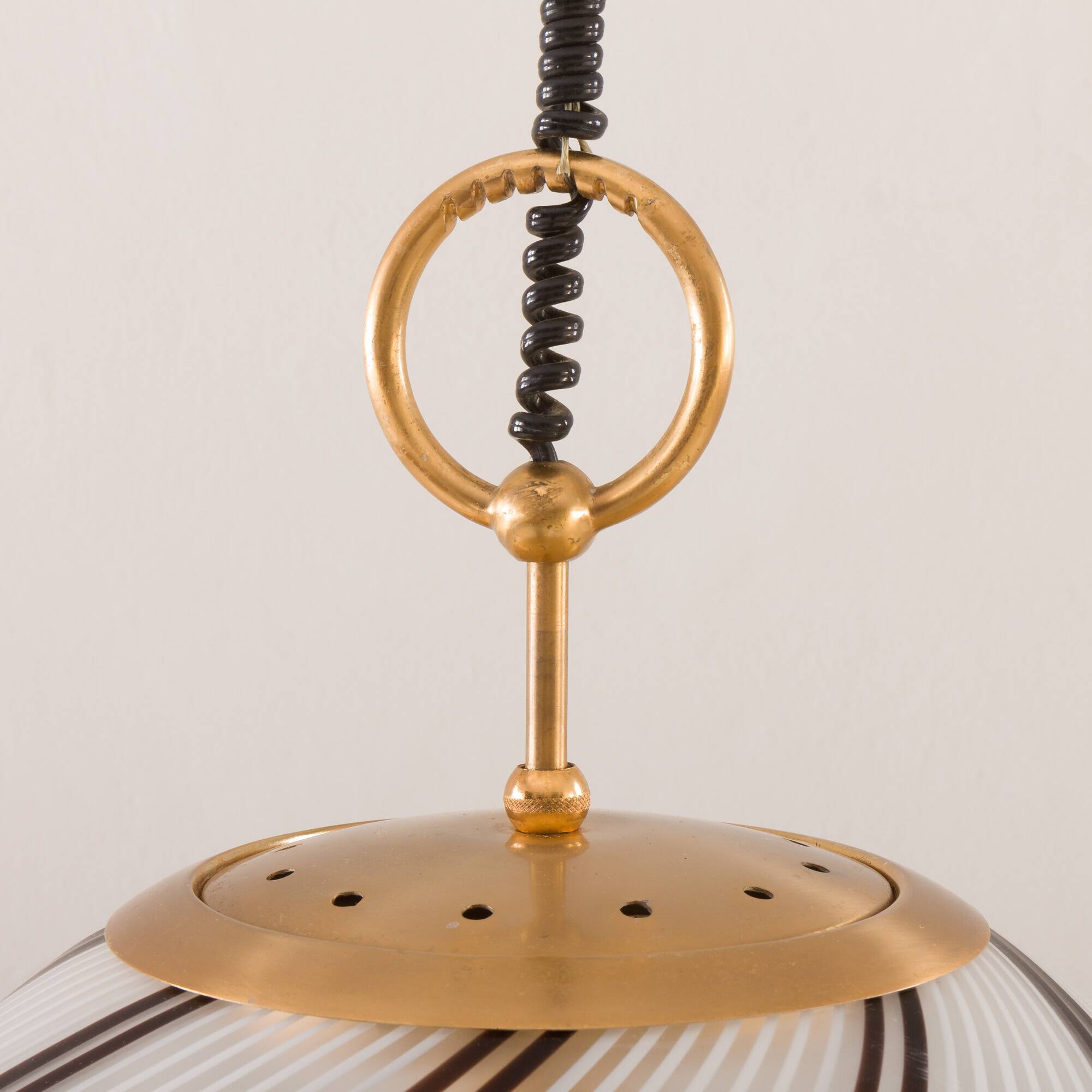 Murano glass striped globe lamp attr. to Venini, Italy 1970s