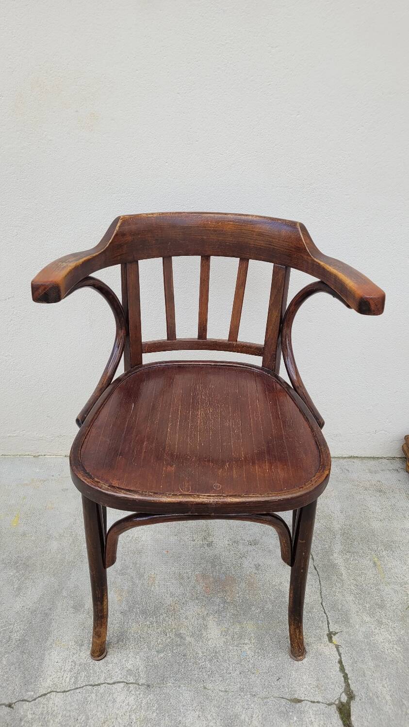 Office chair signed Baumann bistro style curved wood - 1930s