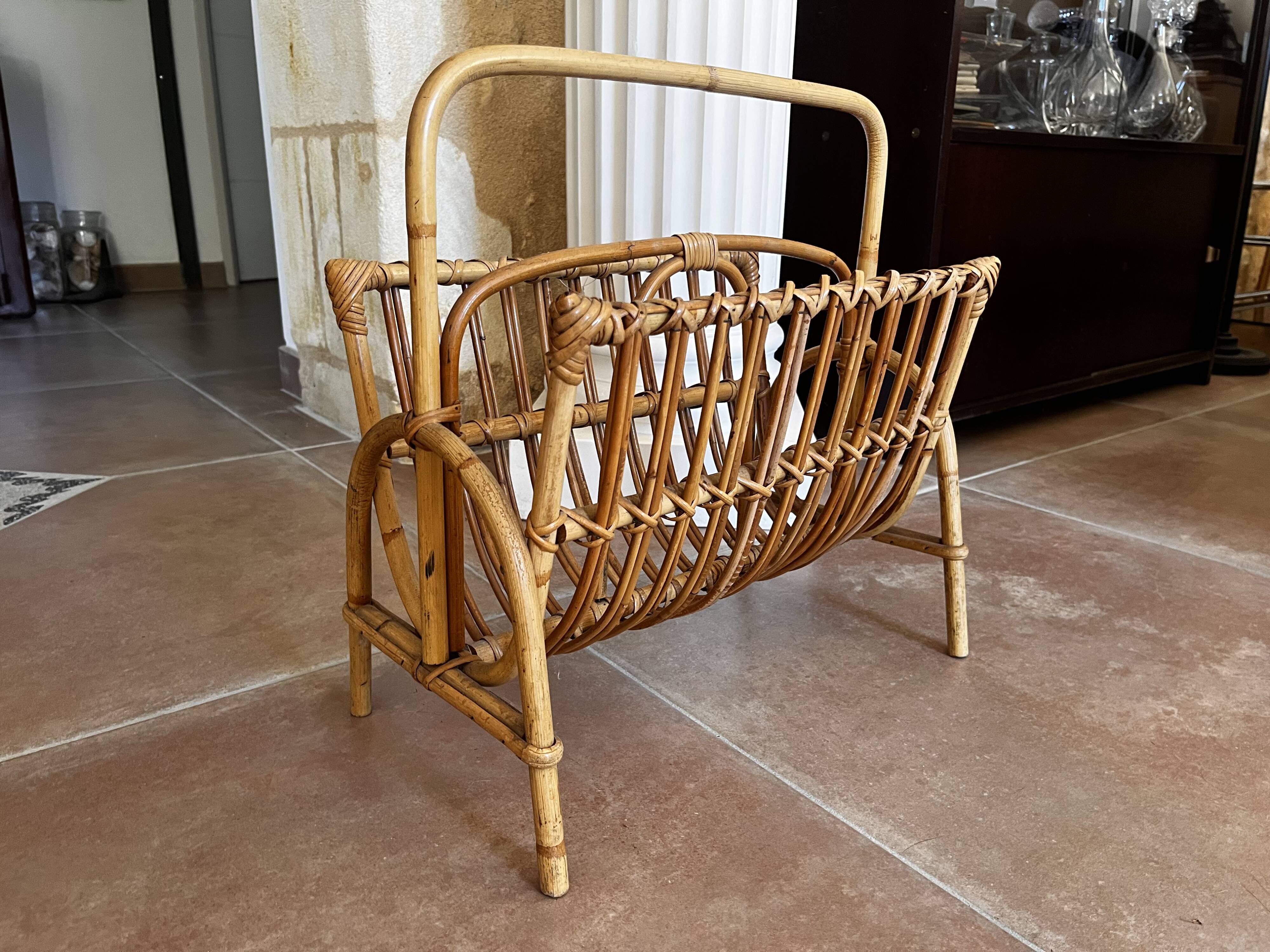 Rattan magazine rack