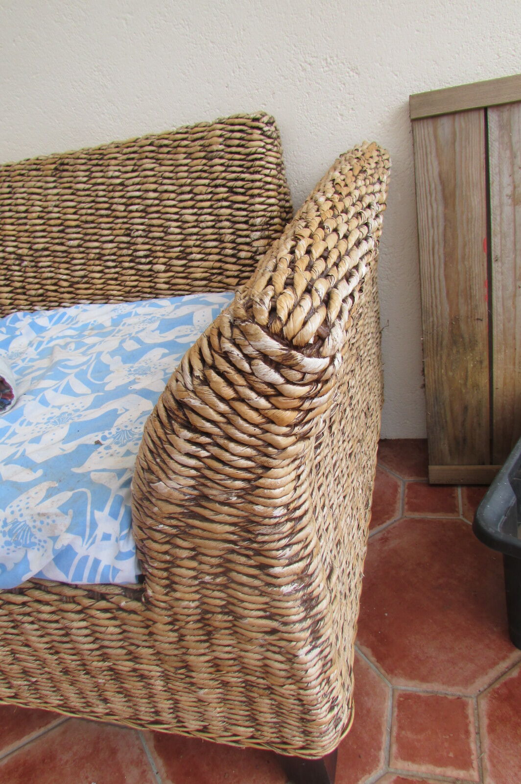 Bench in braided banana leaves