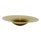 XL Murano Glass Round Fruit Bowl Table Plate Yellow Brown Italian Vintage