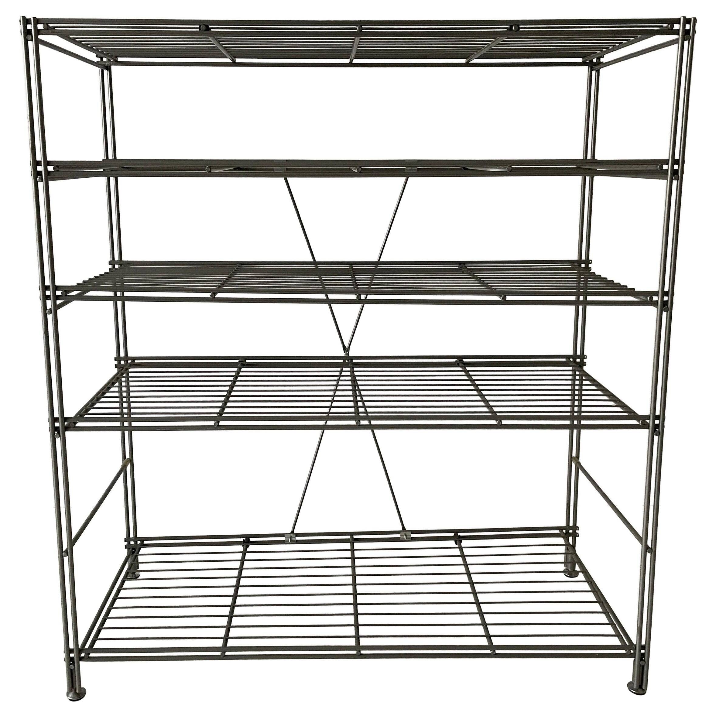 Free-standing industrial shelf with a metal structure, 4 shelves, 1960s, Germany.