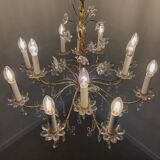 Vintage crystal brass chandelier by Palme & Walter, 1970s