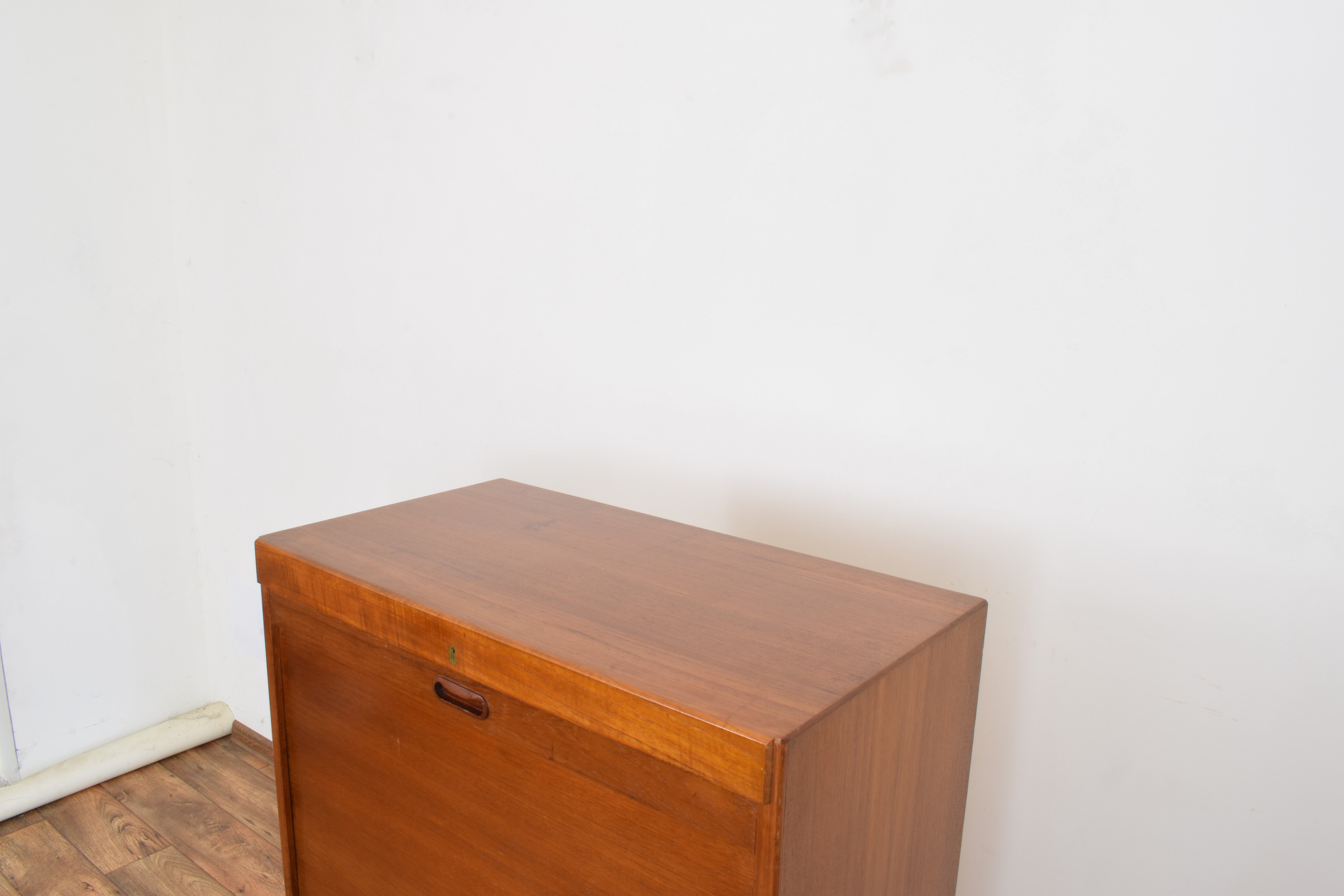 Mid-century danish teak tambour cabinet, 1960