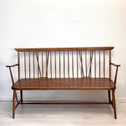 Vintage mid-century slatted bench from the 1960s.