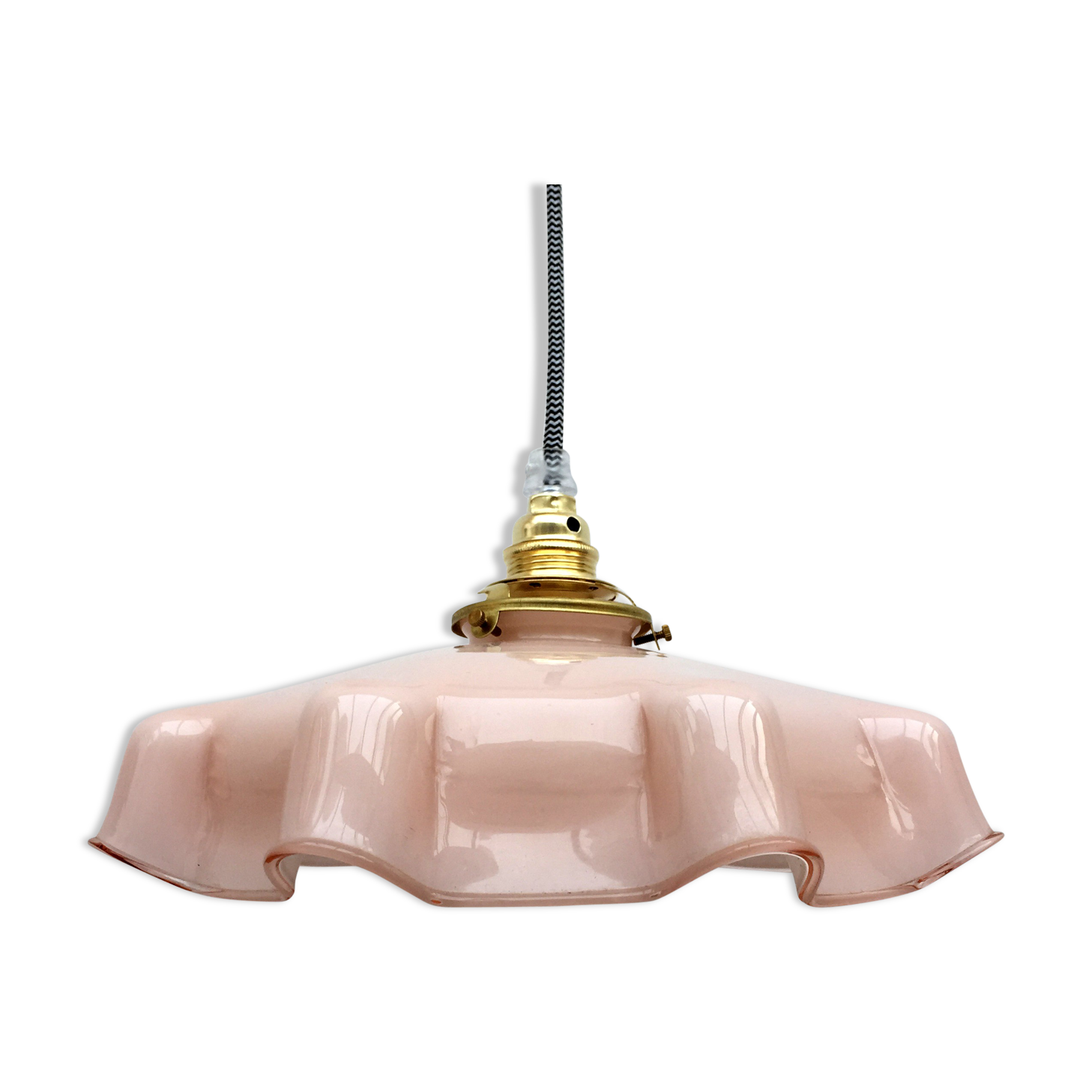 Pale pink opaline hanging lamp