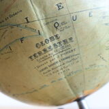 Globe world map J. Forest for Girard Barrère and Thomas on wooden base, 50s