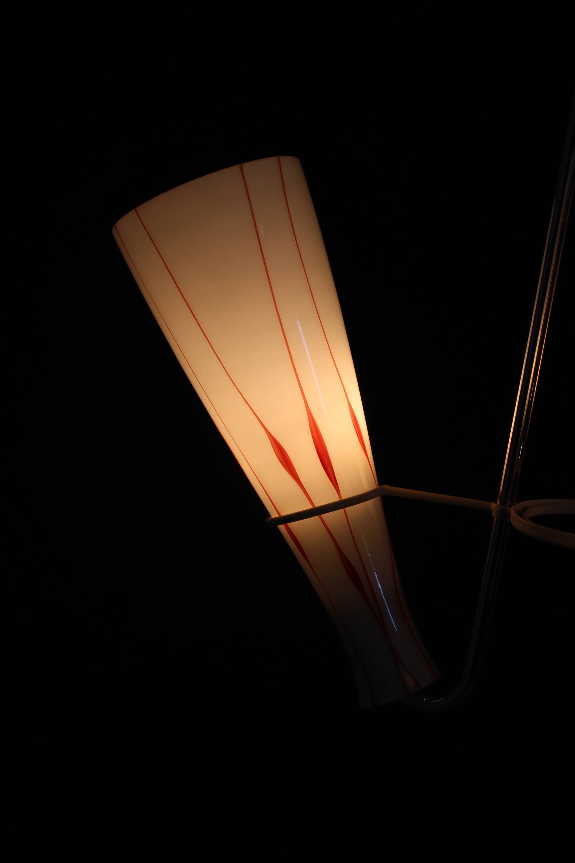 1970s Glass Chandelier , Czechoslovakia