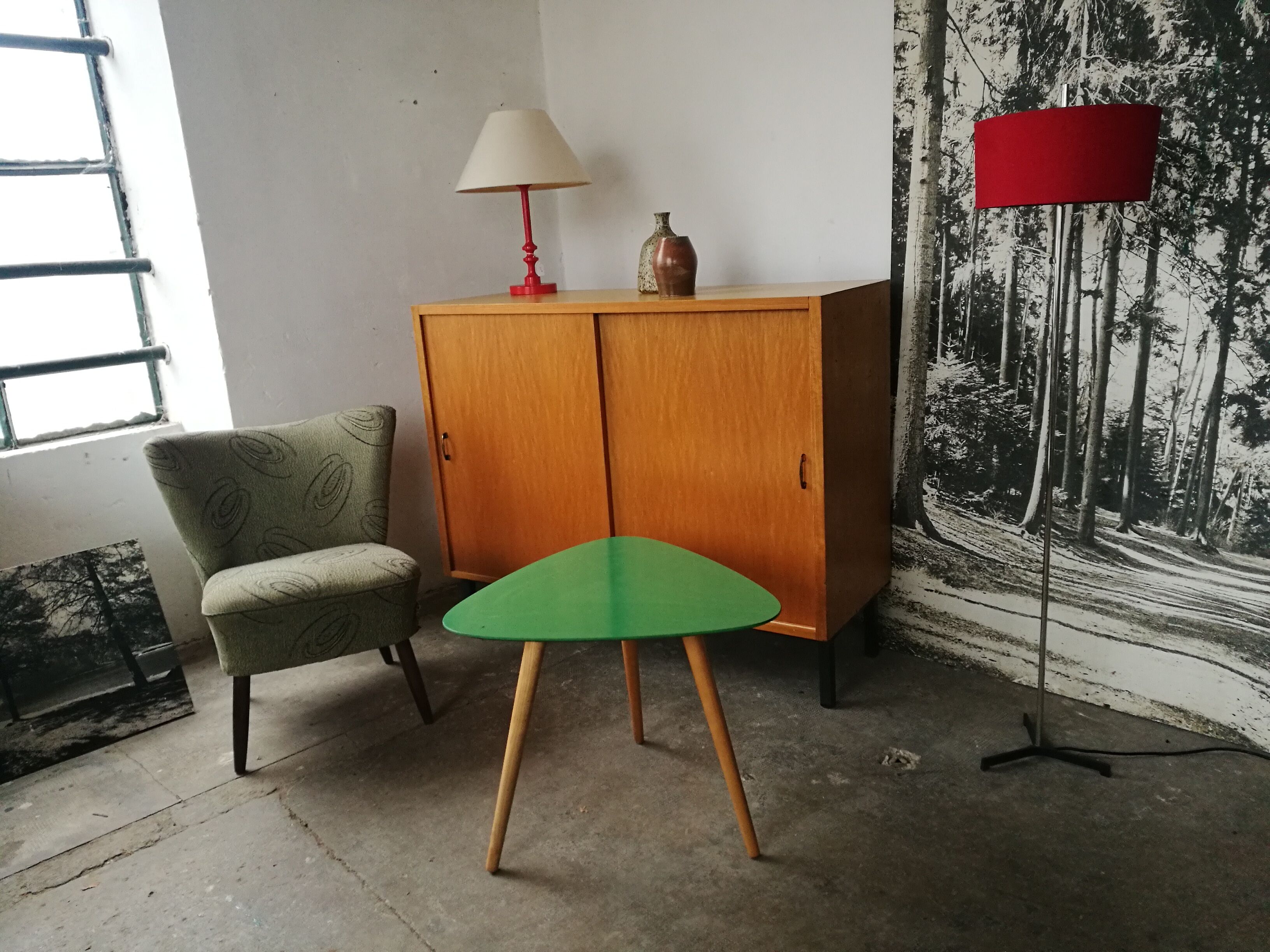 Vintage sideboard sliding doors 1970