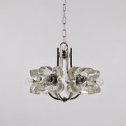 Crystal Glass Flower Pendant Light in Kalmar Style by Sische, Germany, 1970s
