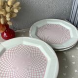 San Marciano psychedelic pink gingham plates - rare