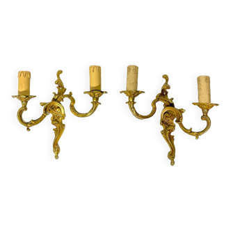 Paire d'appliques murales en bronze chandelier, style classique, Louis XV