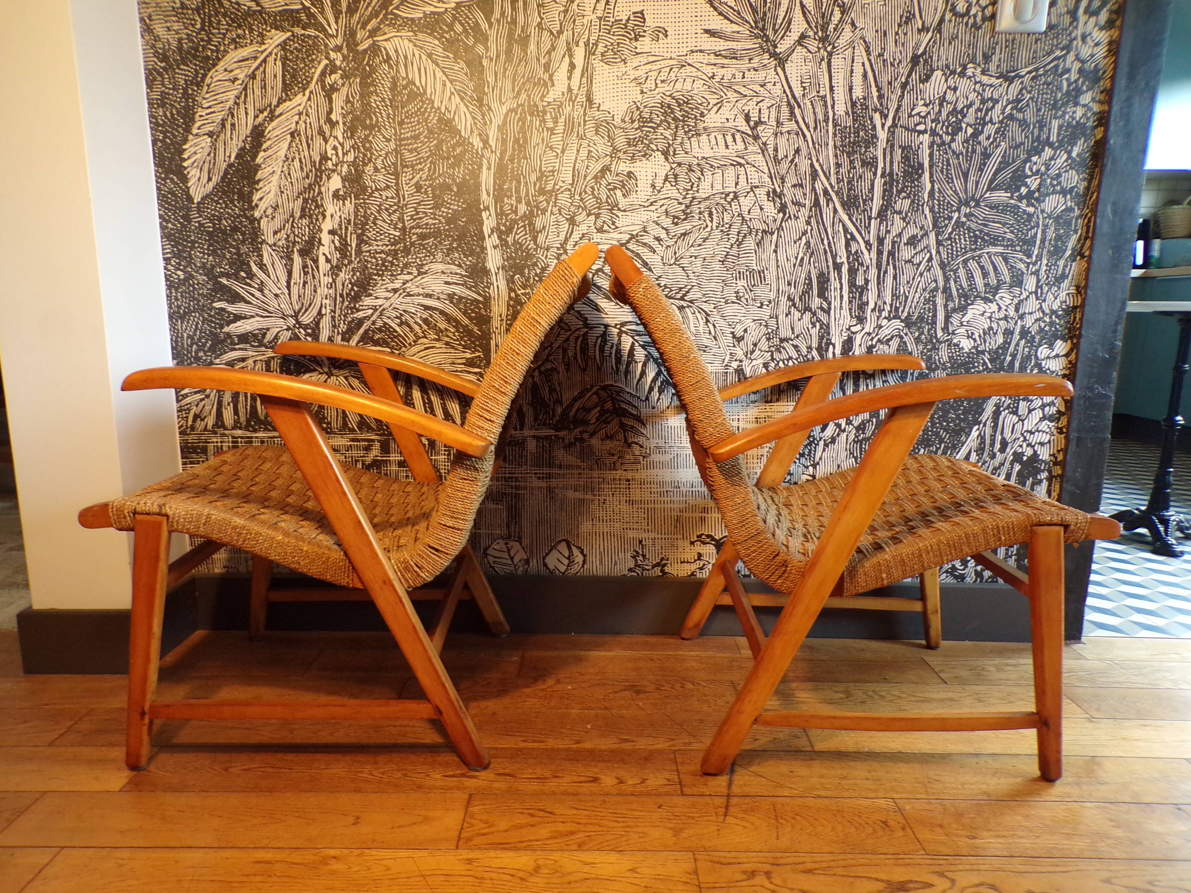 Pair of rope armchairs by Bas Van Pelt