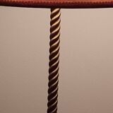 Vintage tripod floor lamp in golden brass twisted barrel