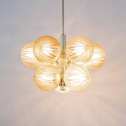 Large Sputnik chandelier in opaline and brass, Germany, 1970s.