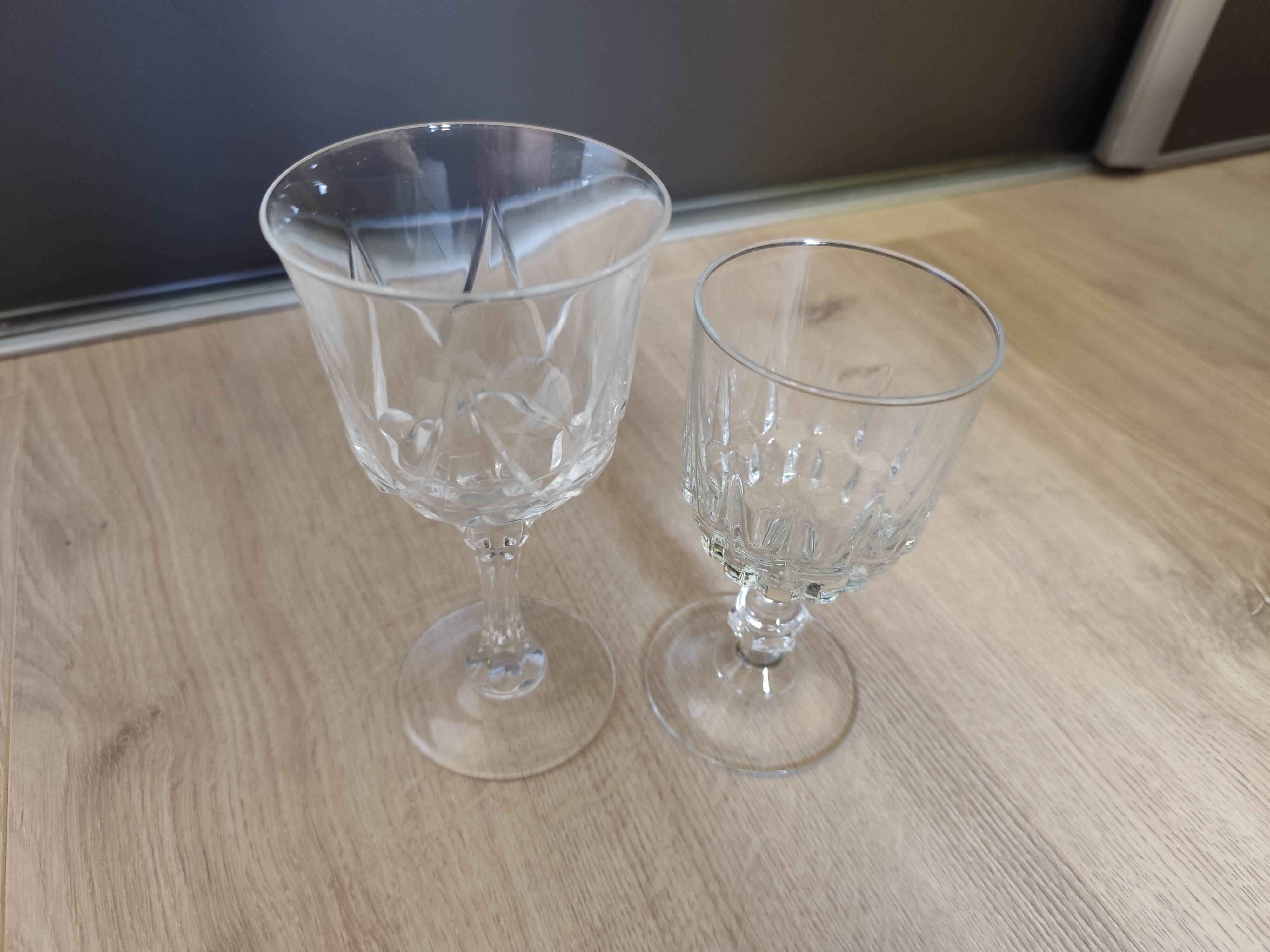 Set of 6 large stemmed glasses + 8 small Cristal d'Arques Water & Wine 1970