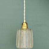 Vintage tulip suspension in holophane glass