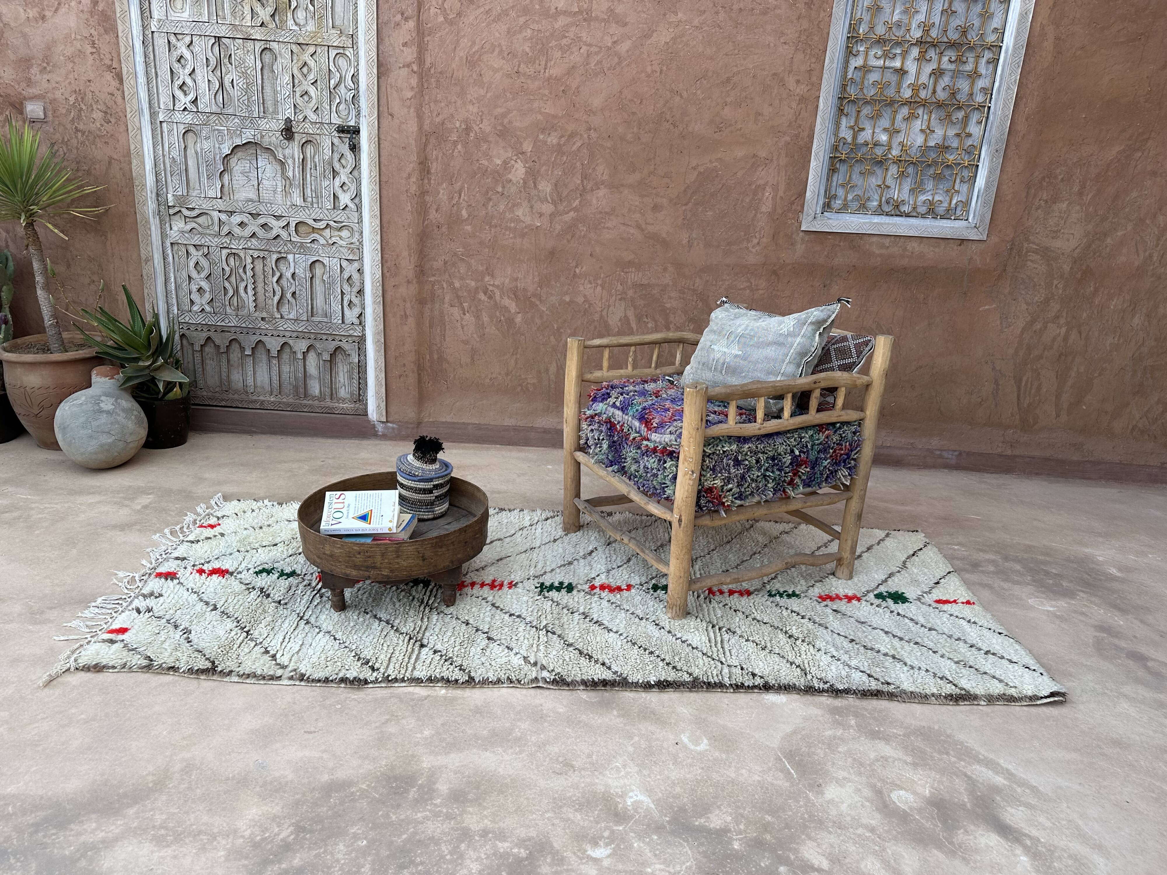 Tapis marocain beige - 103 x 253 cm