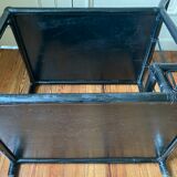 Black service in wood and rattan 70s