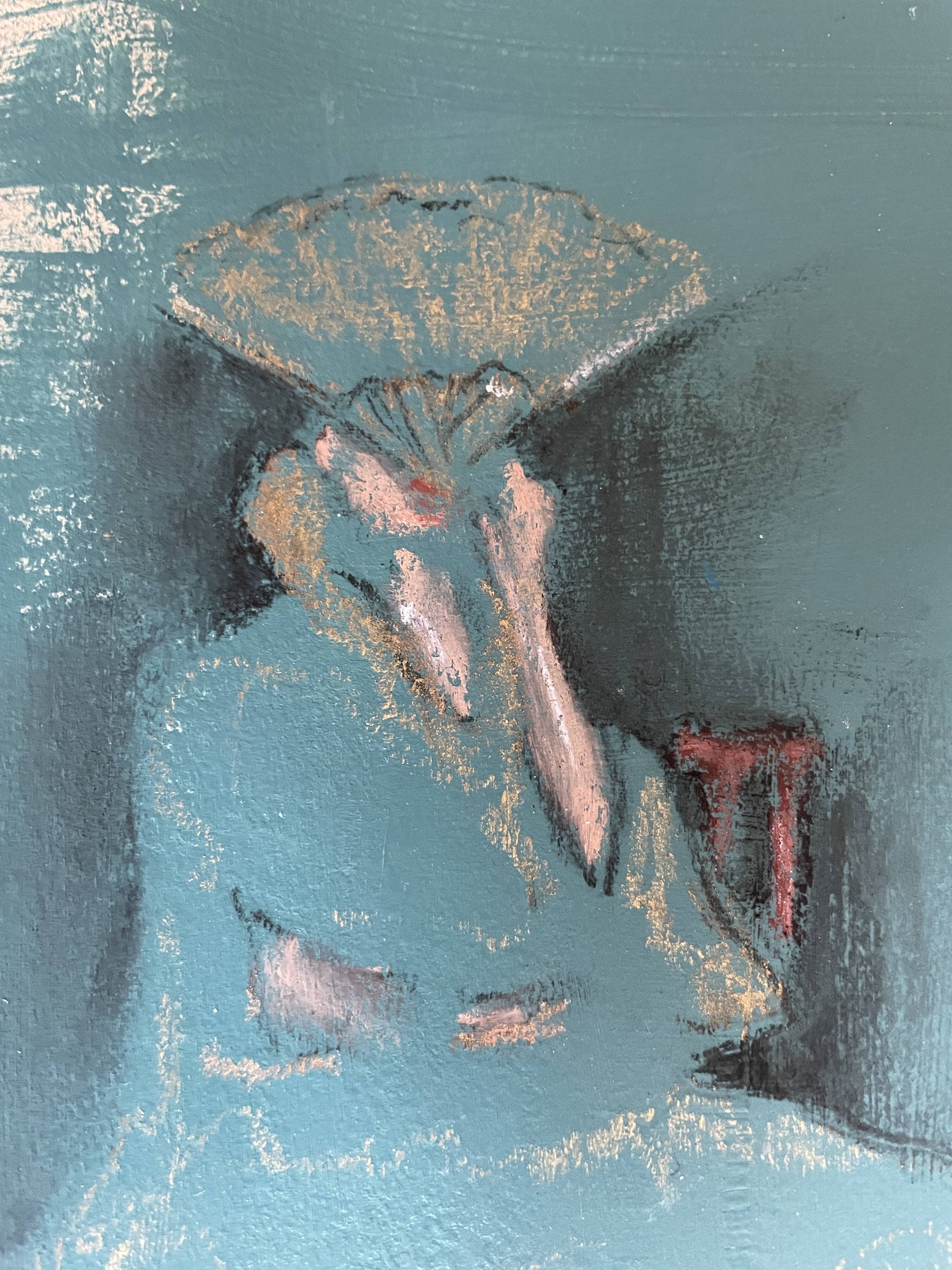 Oil painting signed woman with “fan”