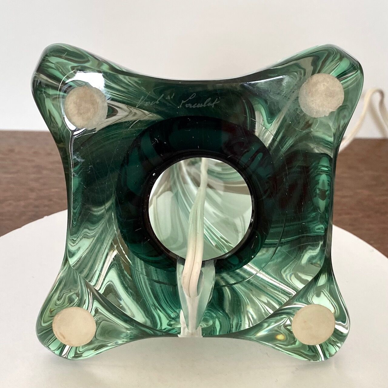 Dark green Val Saint Lambert lamp