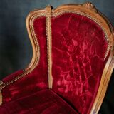 Paire de fauteuils cabriolets de style Louis XVI – velours rouge & bois