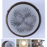 Shell glass and brass ceiling light, early 20th century