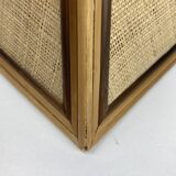 Midcentury pencil reed rattan bamboo and brass table lamp, 1970s