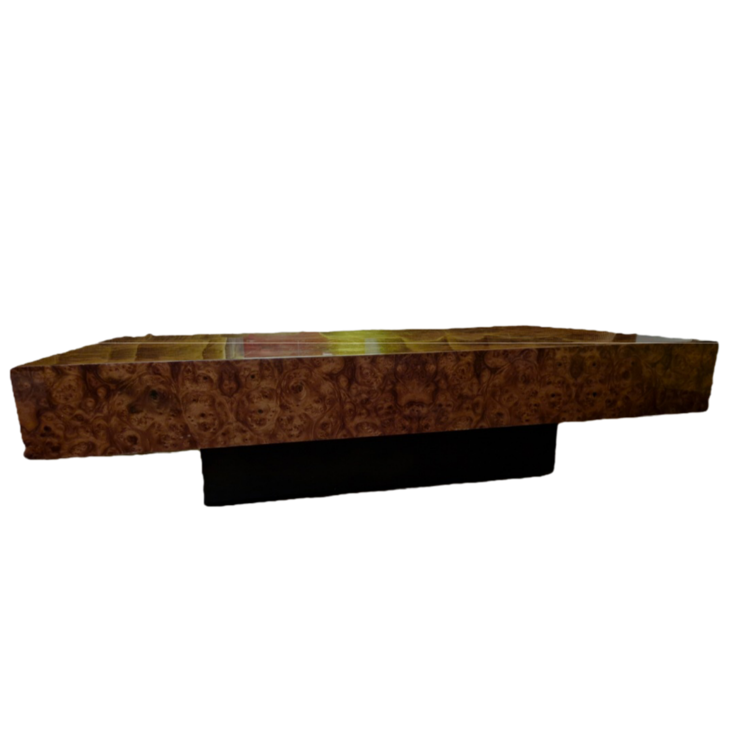 Italian design coffee table in burl wood by Roche Bobois, 1970s.