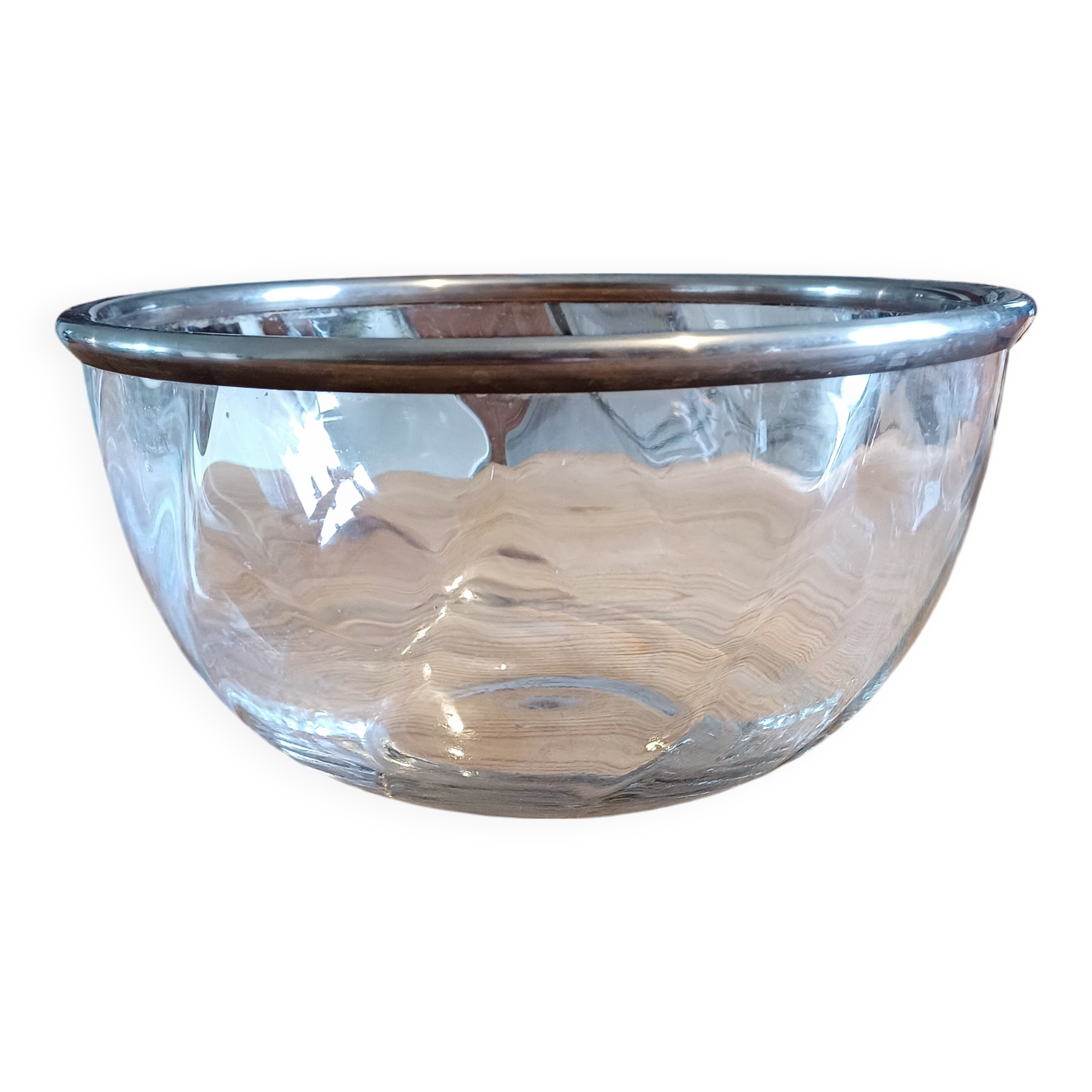 Saladier verre et métal argenté