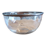 Glass and silver metal salad bowl