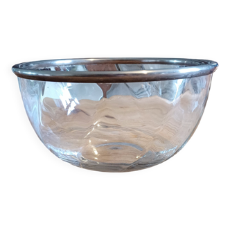 Saladier verre et métal argenté