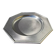 Octagonal stainless steel platter, silver-plated metal, Jean Couzon