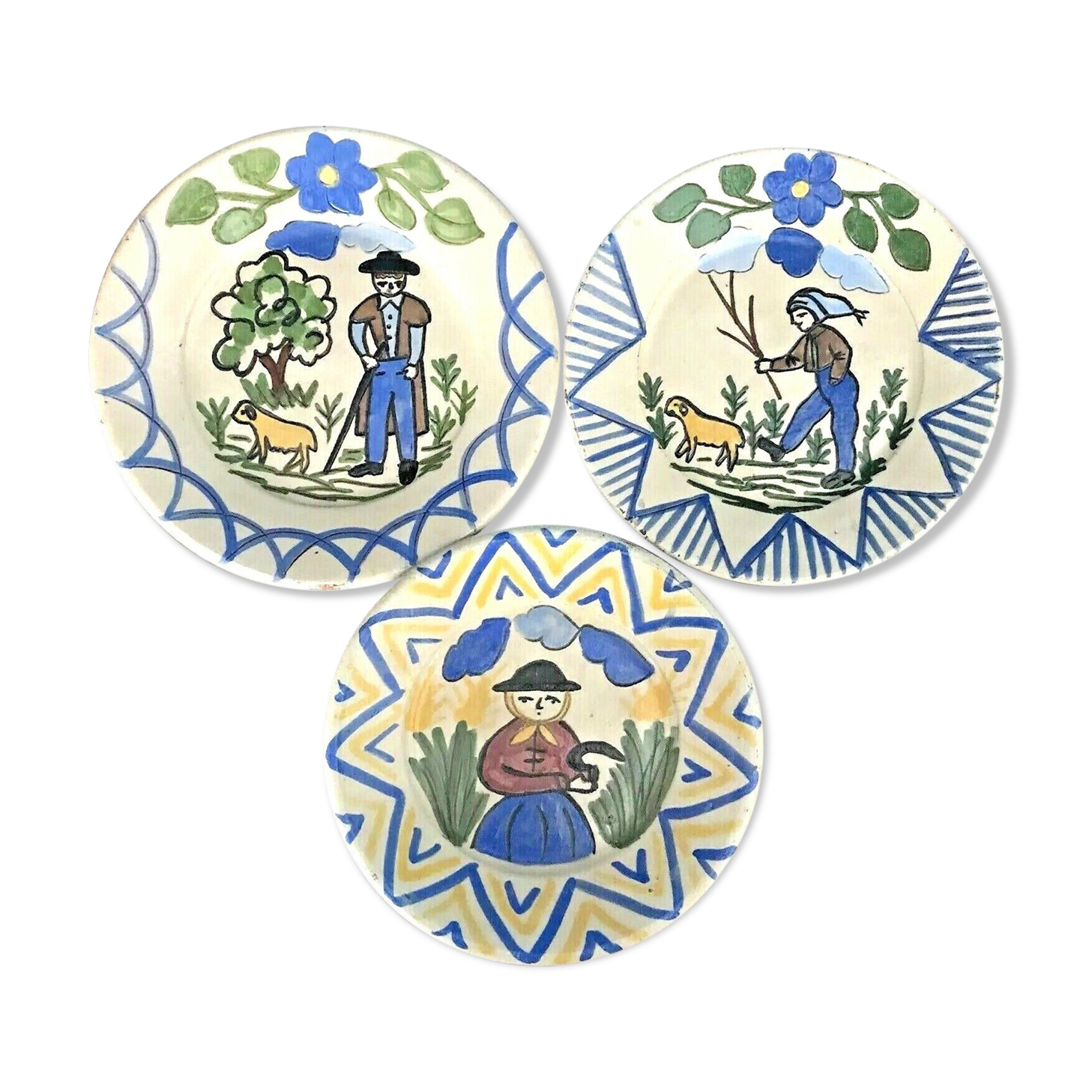 Set of 3 portuguese ceramic plates jeremias redondo