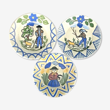 Set of 3 portuguese ceramic plates jeremias redondo