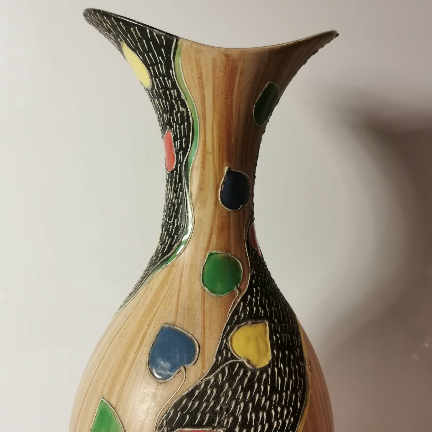 Large Deruta vase from the 1950s/1970s in enameled ceramic signed and numbered